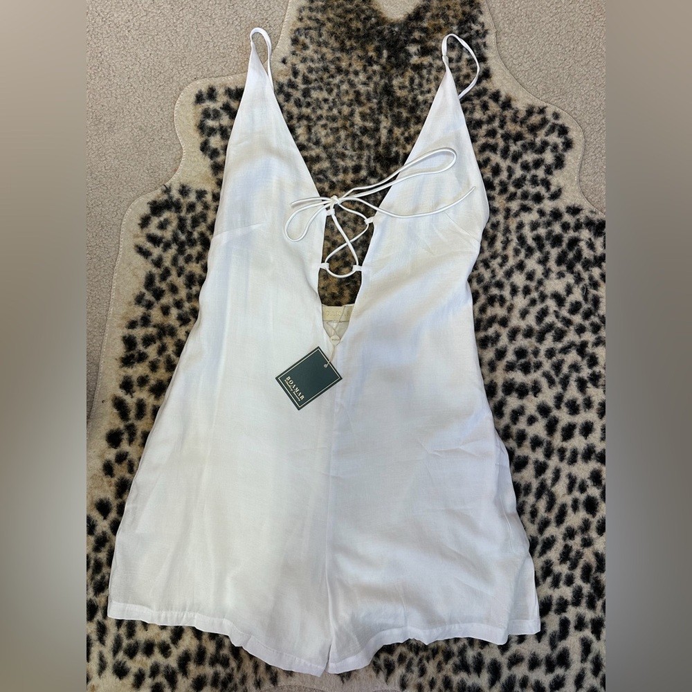 New BOAMAR X Revolve Megan Romper in White shorts summer backless coverup swim